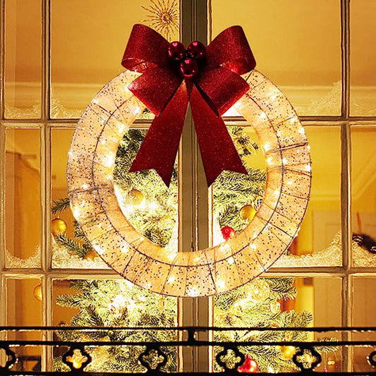 Christmas 50CM Luminous LED Warm Light Metal Luminous Party Door Hanging Decor