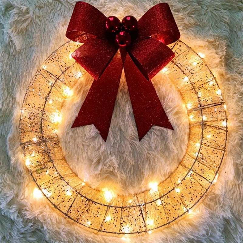 Christmas 50CM Luminous LED Warm Light Metal Luminous Party Door Hanging Decor